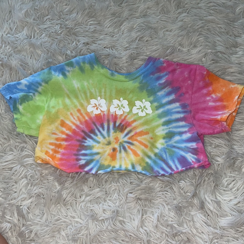 Cropped Rainbow Tie Dye T-shirt